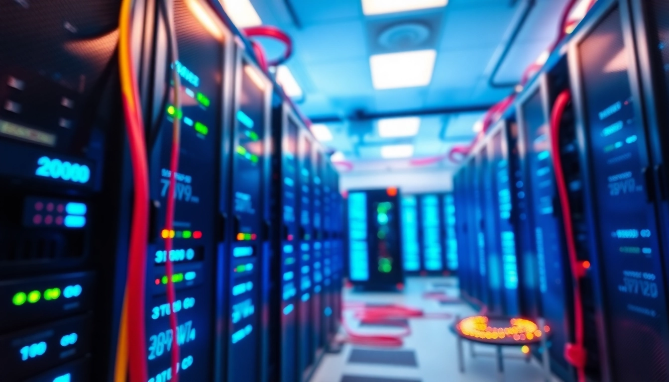 Visualize a robust adult hosting server room showcasing advanced technology and configuration for optimal performance.