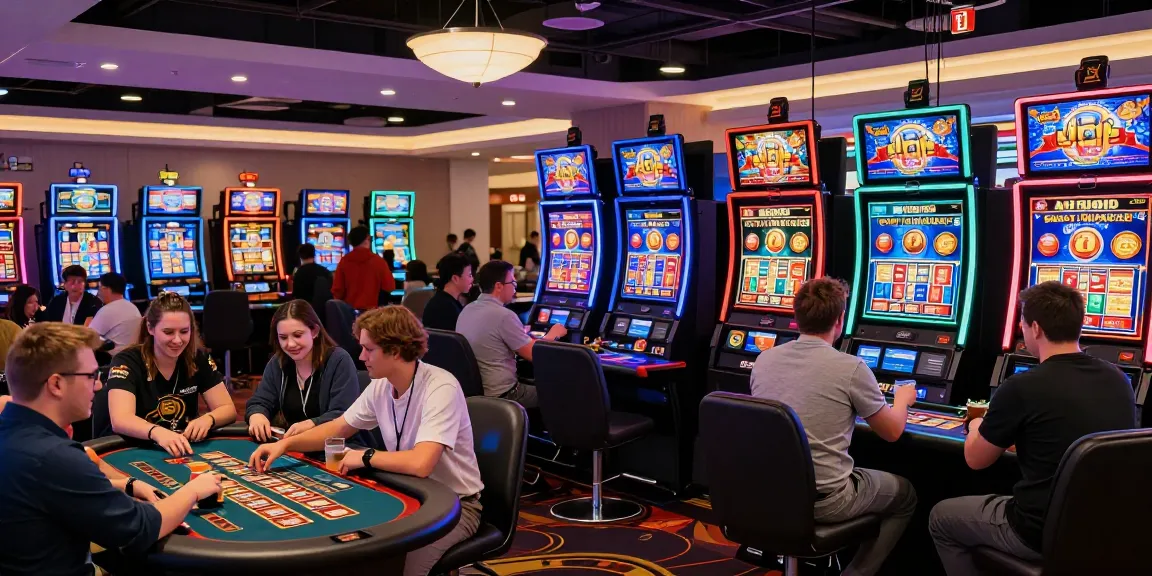 Vibrant casino scene at https://jumpspace.org.uk showcasing players enjoying credit card gaming, colorful slots, and engaging atmosphere.