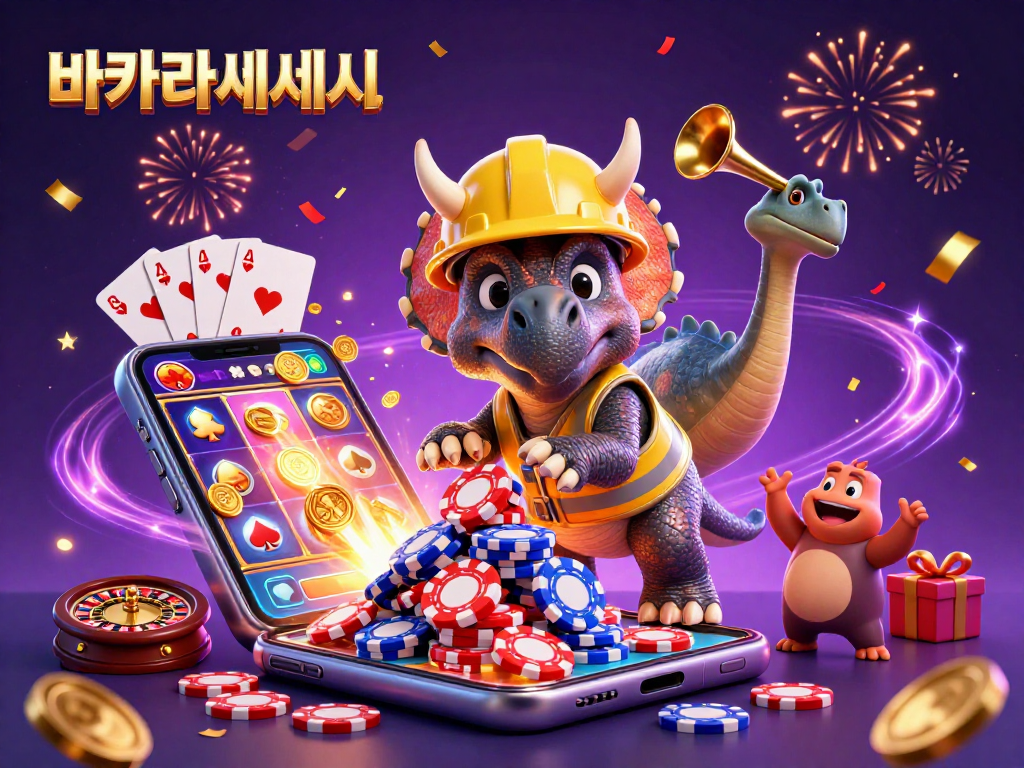 바카라사이트에서 박람회처럼 즐기는 다양한 게임 환경을 소개하는 일러스트