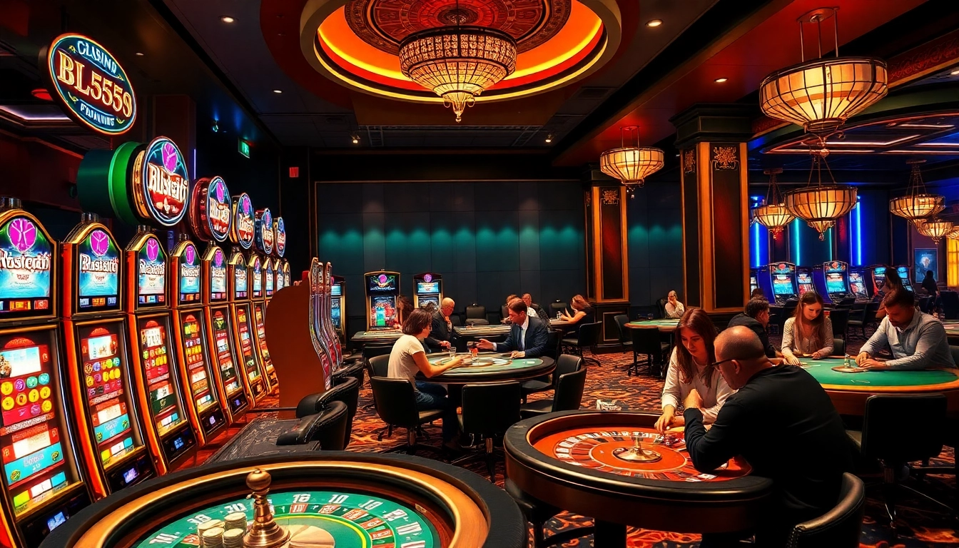Experience the luxury of BL555 with players enjoying diverse games at vibrant casino tables.