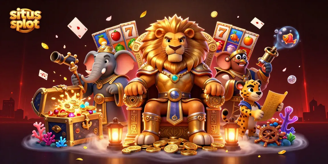 Experience the excitement of situs slot games surrounded by vibrant symbols and casino elements.