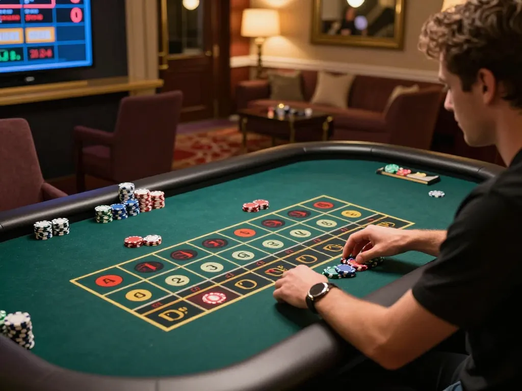 rikvip players engaging with live dealer roulette amidst warm ambient lighting in a stylish home setting
