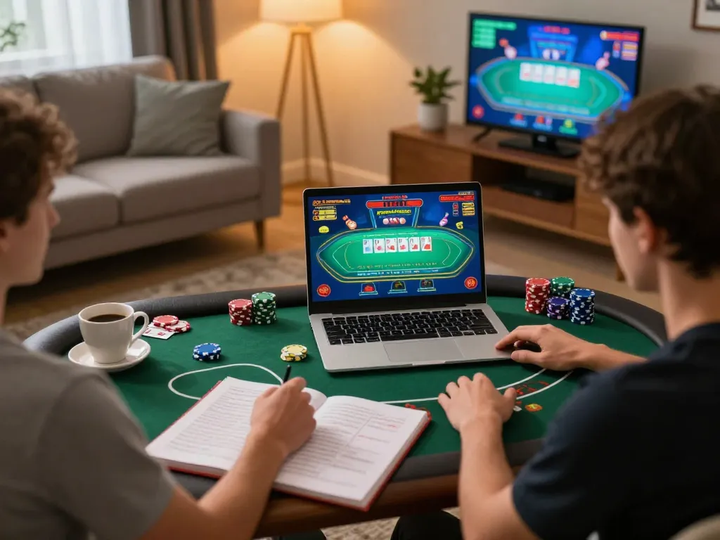 Engaging online gaming scene with a user immersed in nhà cái SC88, showcasing poker gameplay.