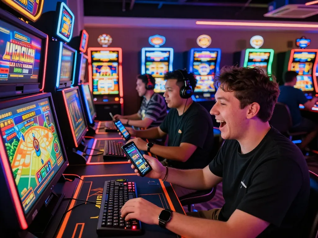 Players engaging with lively HITCLUB games in a vibrant online casino, highlighting dynamic gaming atmosphere