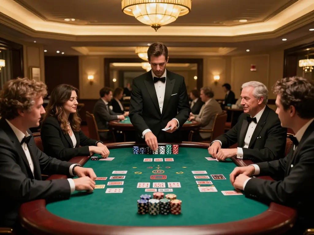 Players at a blackjack table in an upscale venue showcasing nhà cái uy tín tr88 with dynamic gameplay