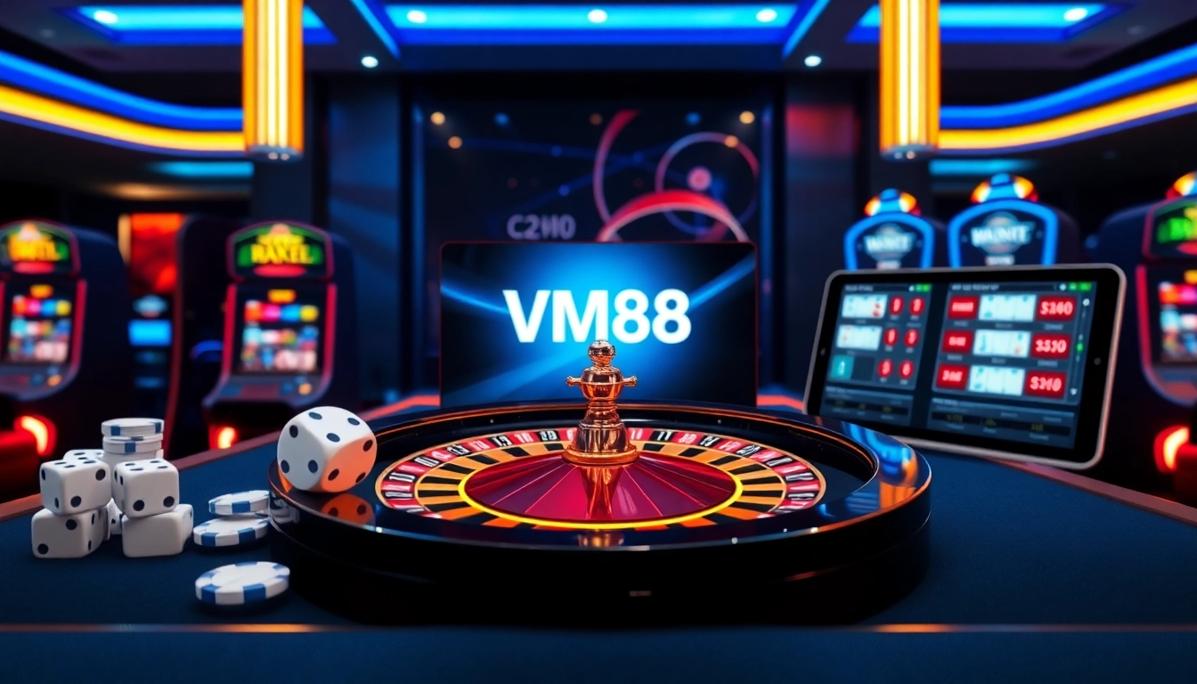 Expertly executing VM88’s competitive odds on a sleek roulette wheel with vibrant chips and interactive betting interface