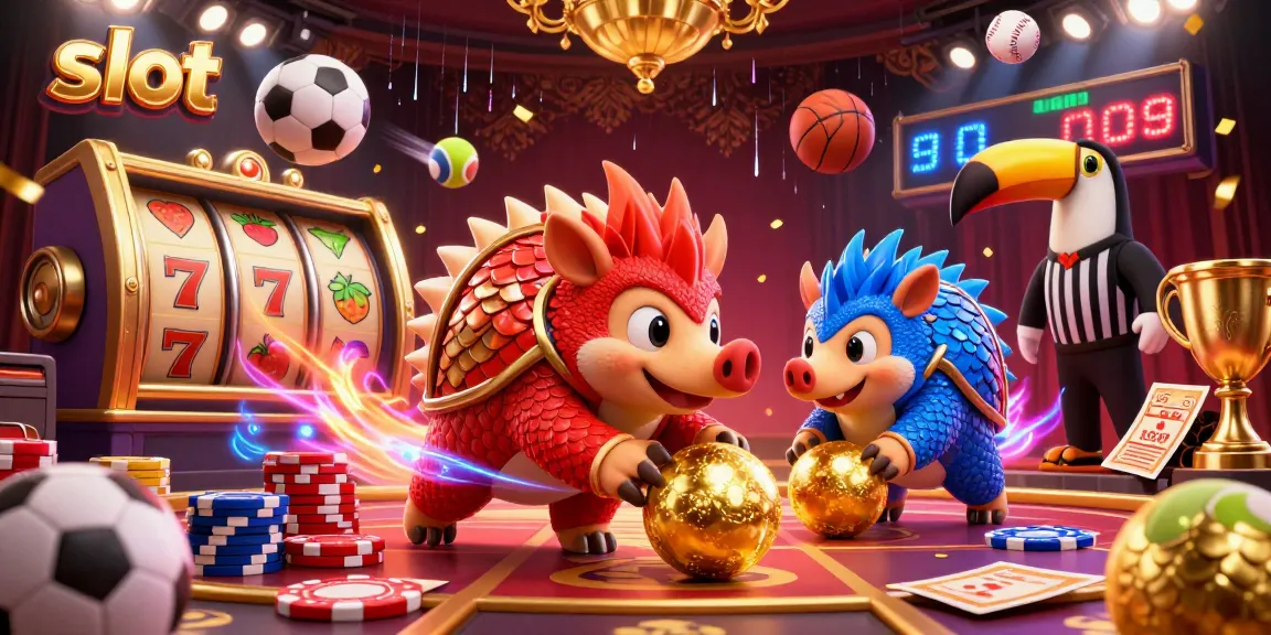 Engage with exciting slot adventures as pangolins roll through golden balls and poker chips.