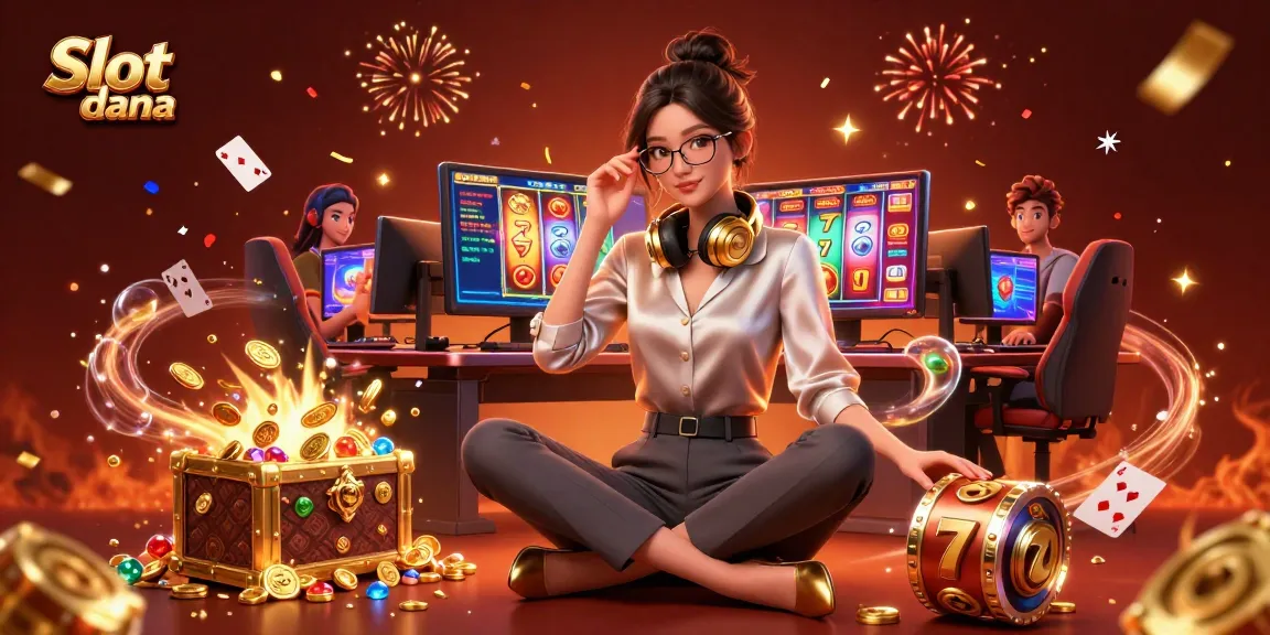 Engage with Slot dana as the elegant gamer excels at high-tech slot machines and wins big.