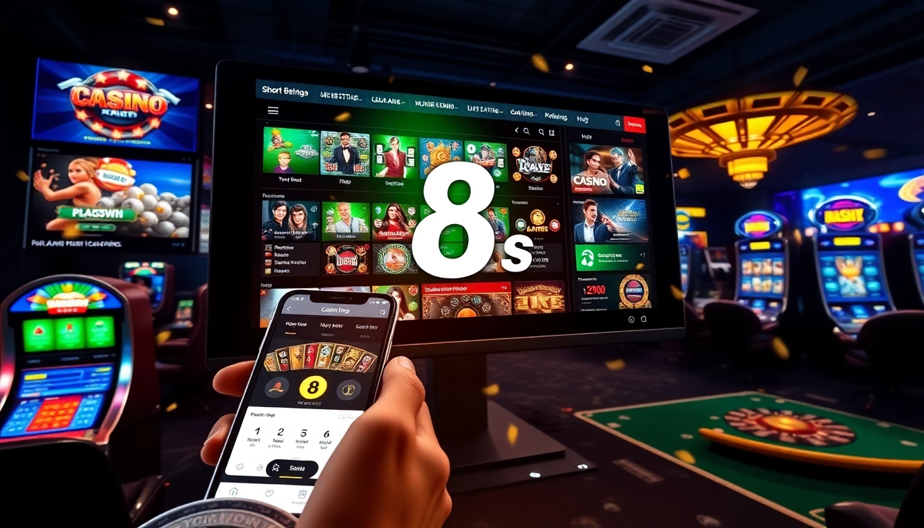 Engaging online gambling platform interface featuring diverse gaming options and showcasing 8s in action.
