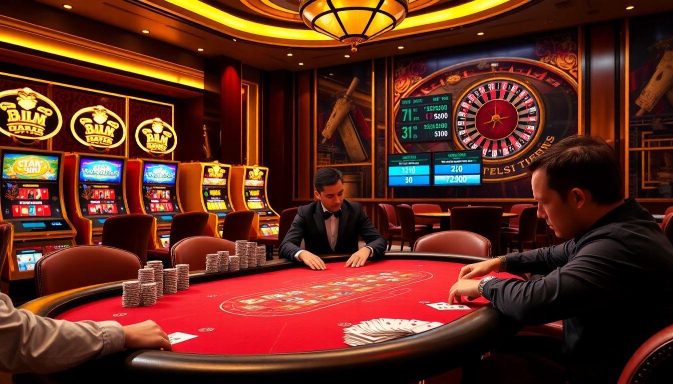 Intensely focused players at a poker table with vibrant casino elements from https://789win2.us.com/.
