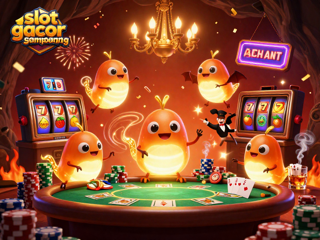 Experience excitement at slot gacor gampang menang with colorful casino elements and lively characters.