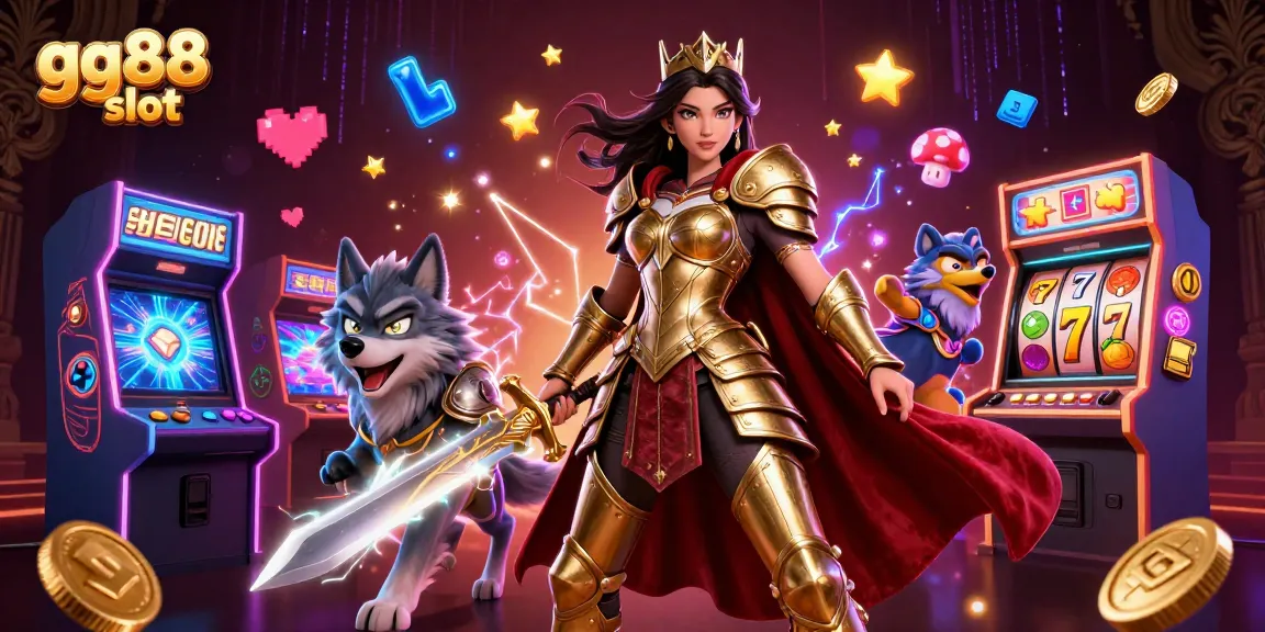 Engage with the thrilling world of gg88 slot and explore vibrant arcade games in this stunning 3D casino scene.