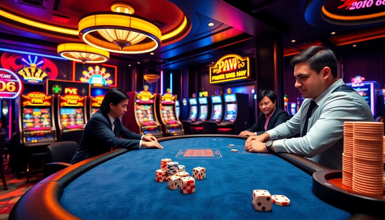 SODO66 players enjoying poker and slots in a vibrant online casino environment.