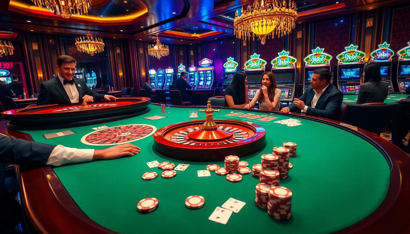 Excited players engaging in luxury gaming experiences at i9bet casino tables.