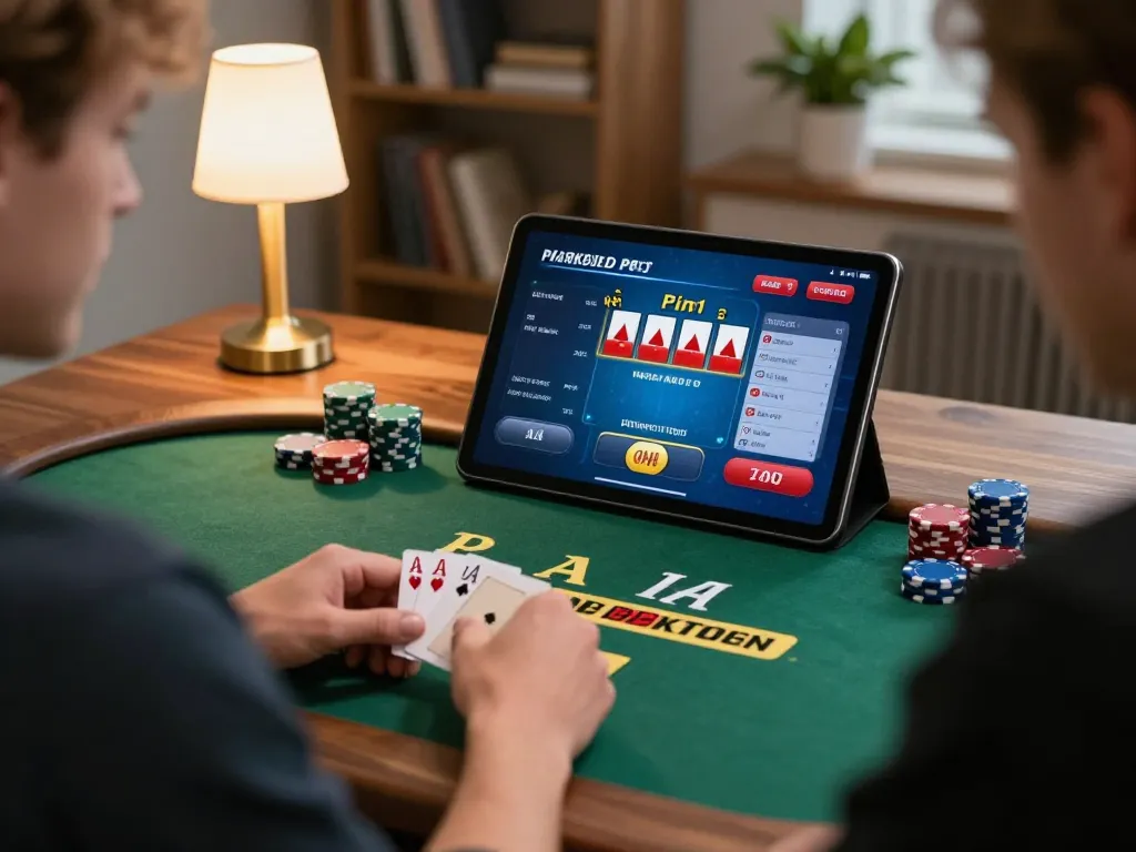 Experience strategic gameplay on fabet11 with blackjack on a tablet, showcasing engaging environment