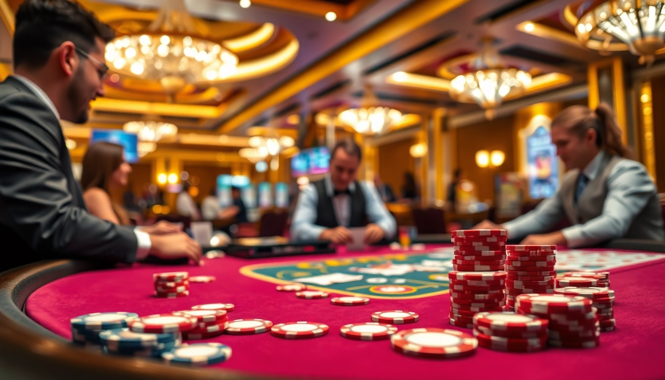 Engaging scene of players enjoying a lively online casino card game.