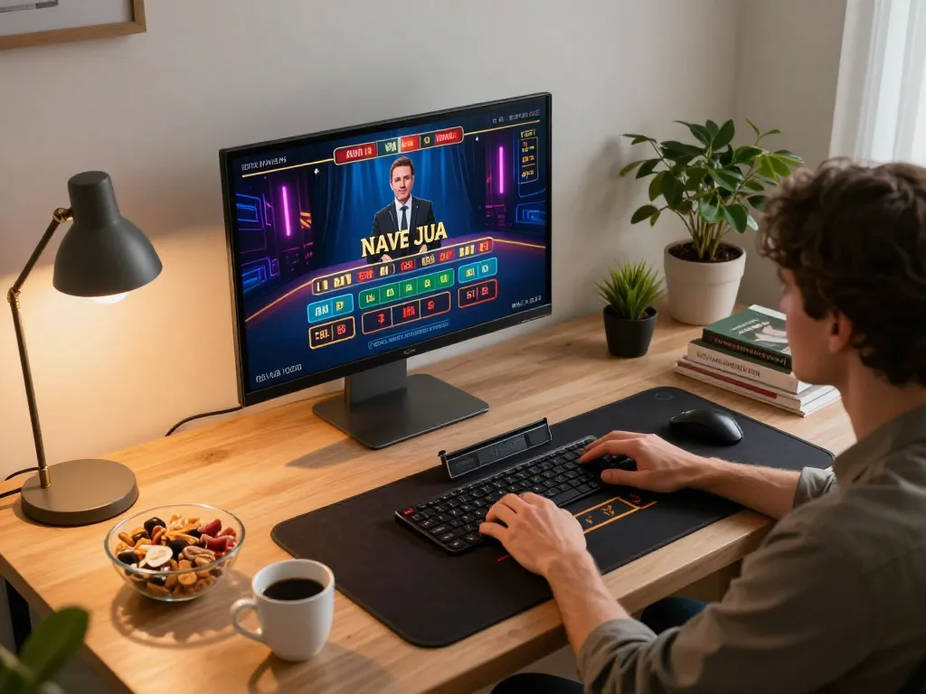 Engaging online gaming scene highlighting Trang Chủ C168 with live dealer blackjack setup at home, creating a strategic atmosphere