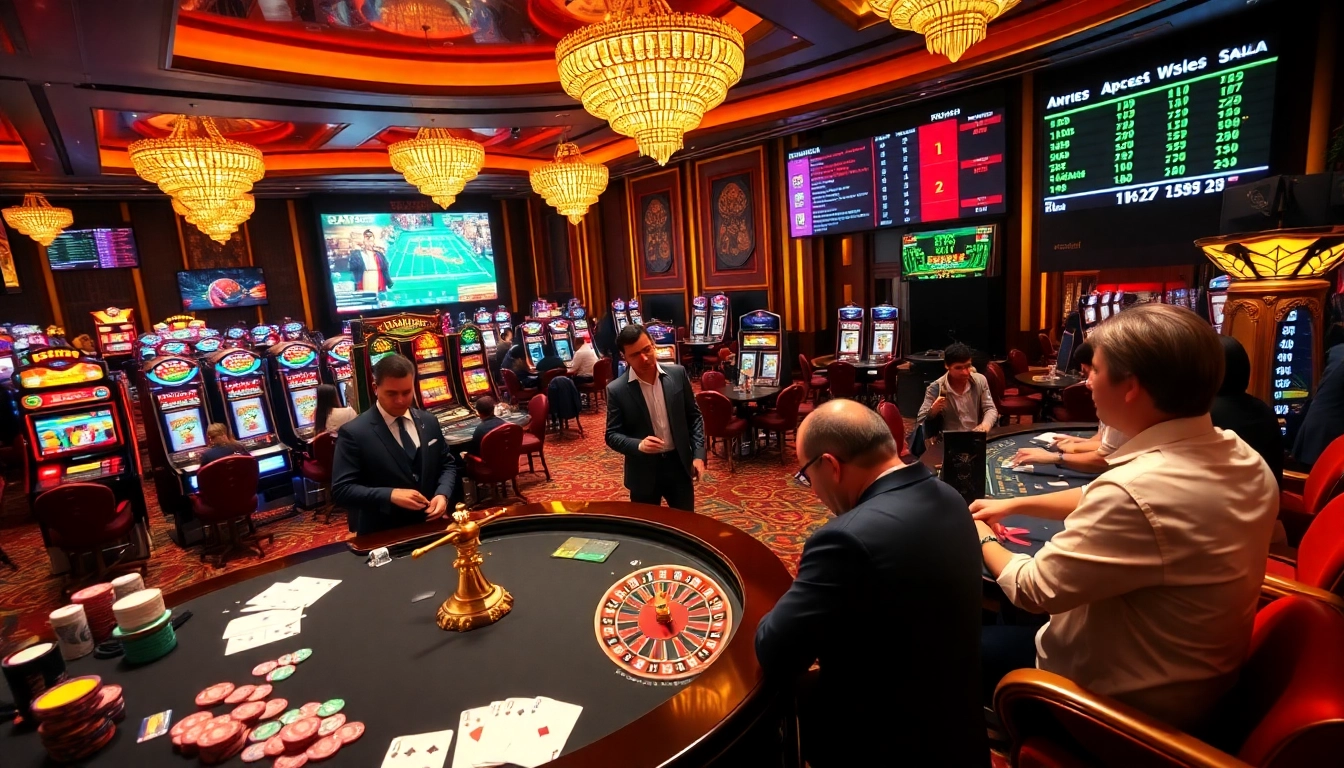 Agen Judi Bola players engaging enthusiastically at a vibrant casino table.
