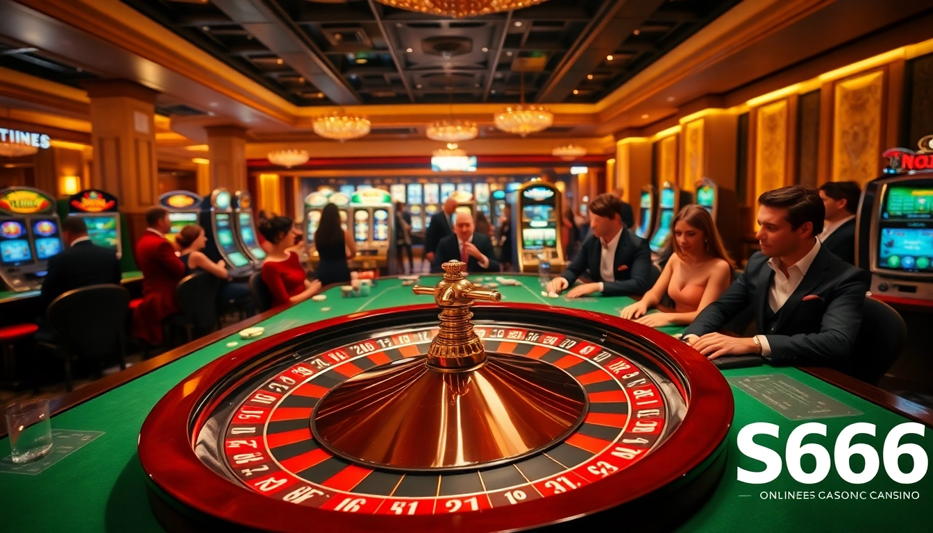 Players placing bets at a lively S666 casino table, filled with excitement and luxury.