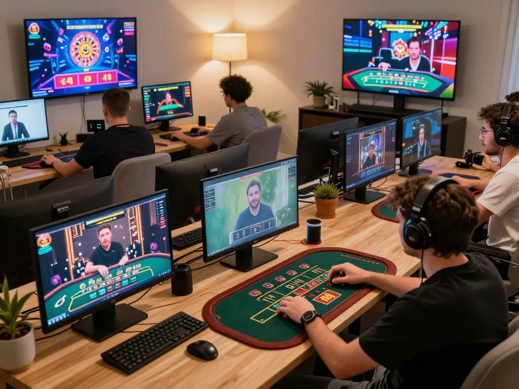 Nohu90 players enjoying online casino games on multiple devices, showcasing an engaging live dealer gaming environment.