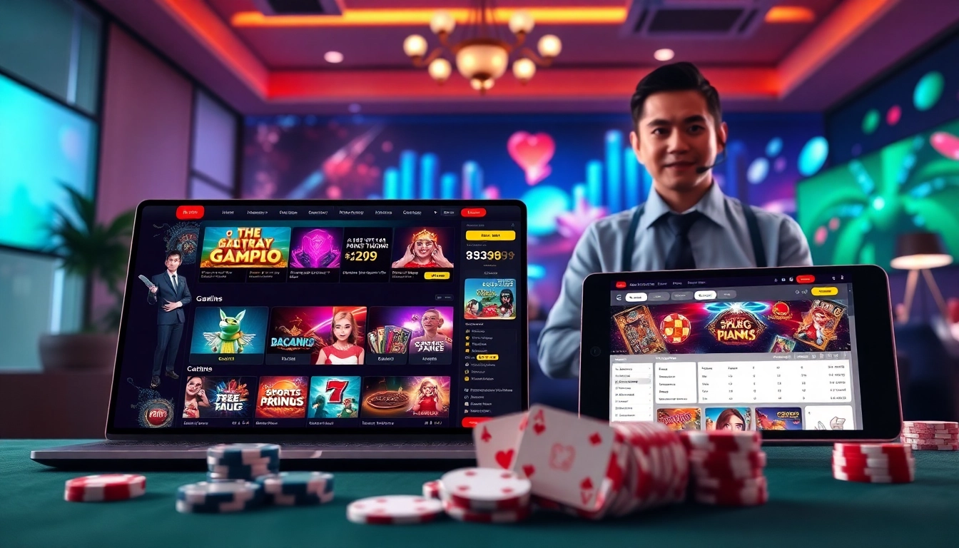 Explore the engaging features of Trang Chủ OPEN88, showcasing a modern gambling interface and vibrant game graphics.