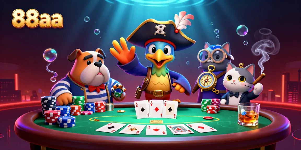 Engage with 88aa in a vibrant live casino scene featuring a colorful poker game atmosphere.