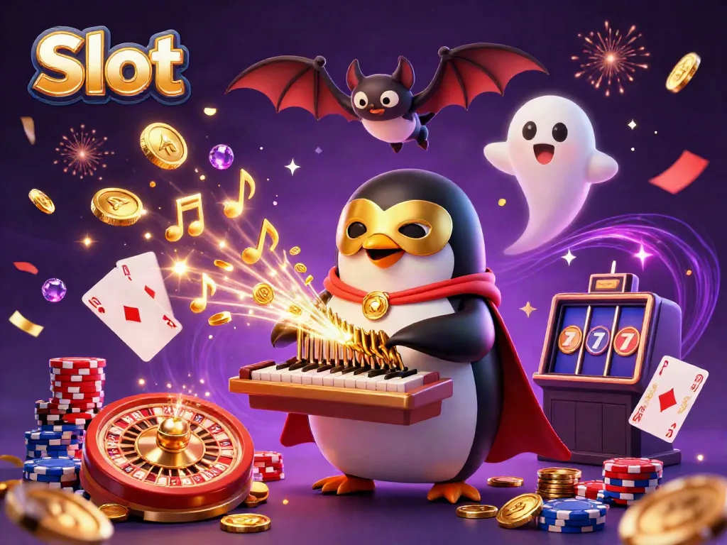 Slot menunjukkan ikan hias terbang dengan jackpot emas dan hiasan berkilau dalam permainan kasino.