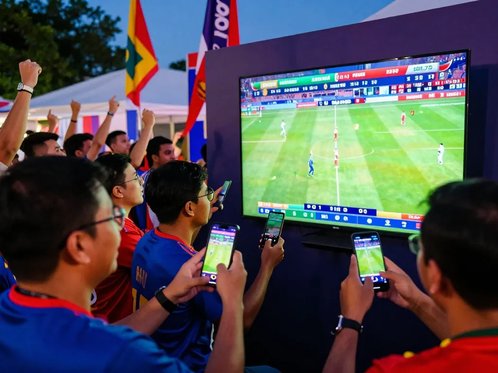 Fans engaging in taruhan bola piala dunia during World Cup 2026 with smartphones and excitement