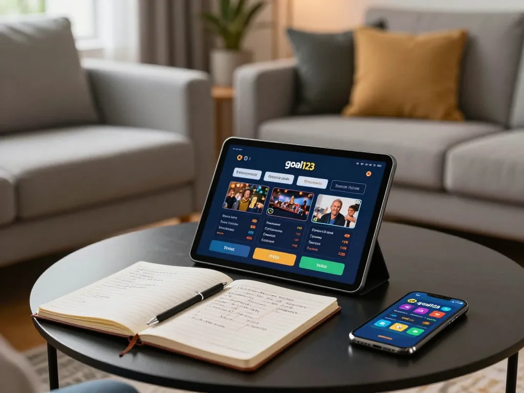 Enjoying the online casino experience with đăng nhập goal123 on a tablet in a cozy home setting