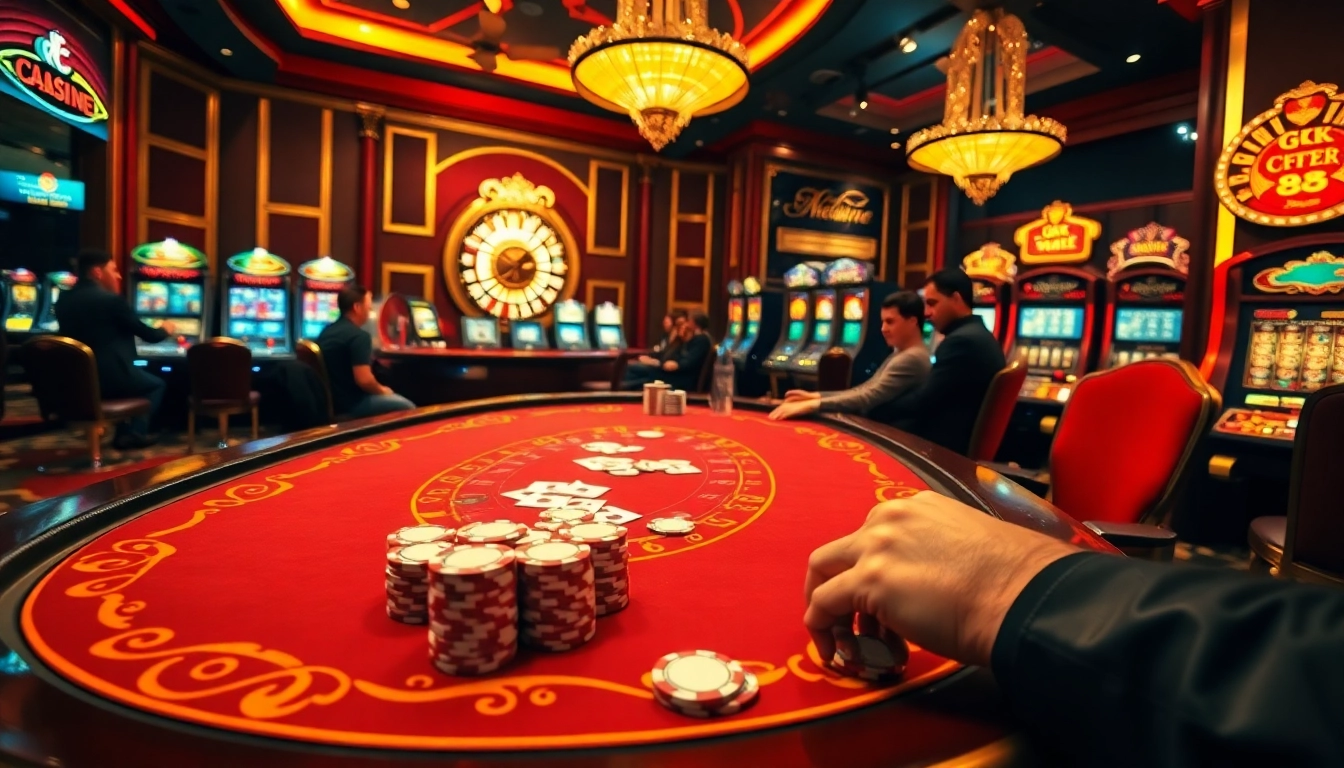 Experience GK 88 excitement with players at a luxurious casino table.