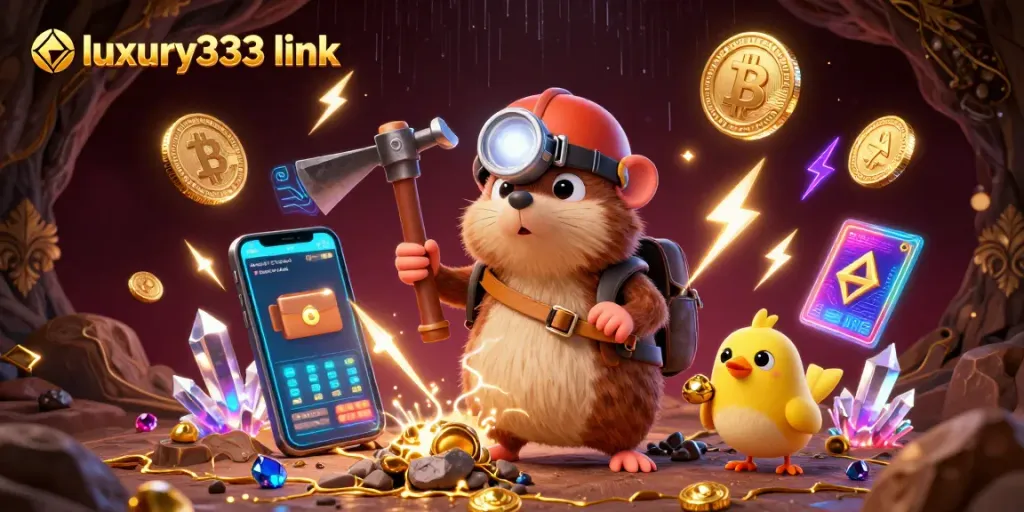 Memainkan luxury333 link dengan karakter pencari harta mole dan burung kanari membawa nugget emas.