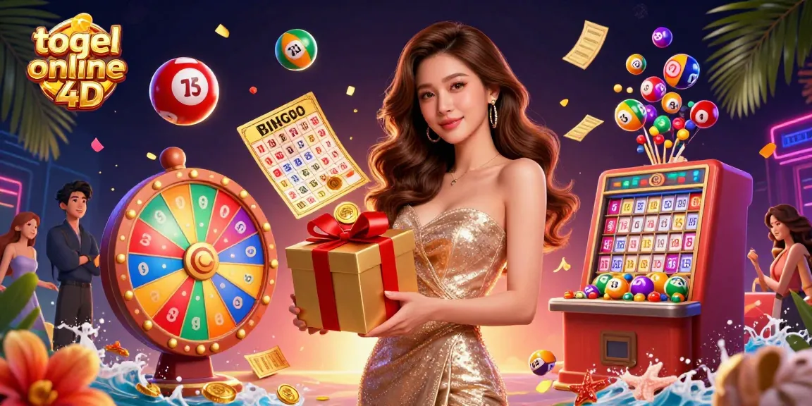 Experience the excitement of togel online 4D with vibrant characters and dynamic elements in a festive casino scene.