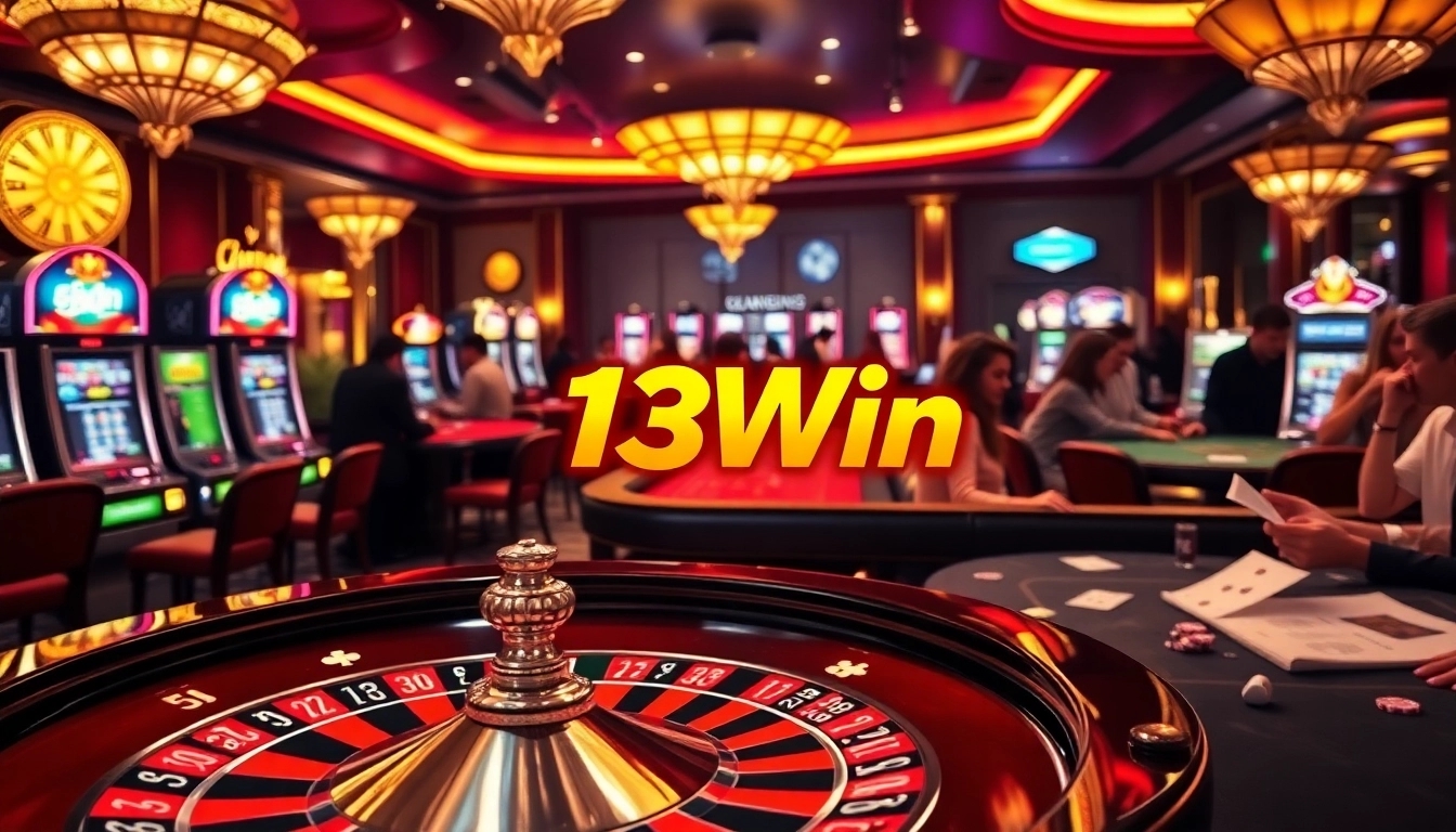 Engaging players at the 13Win casino table with vivid chips and roulette ambiance
