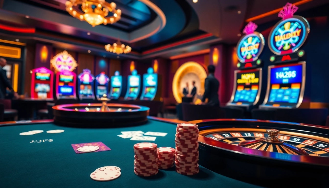 Experience thrilling gameplay and top bonuses at https://hitclub9.us.com/, featuring a vibrant casino scene.
