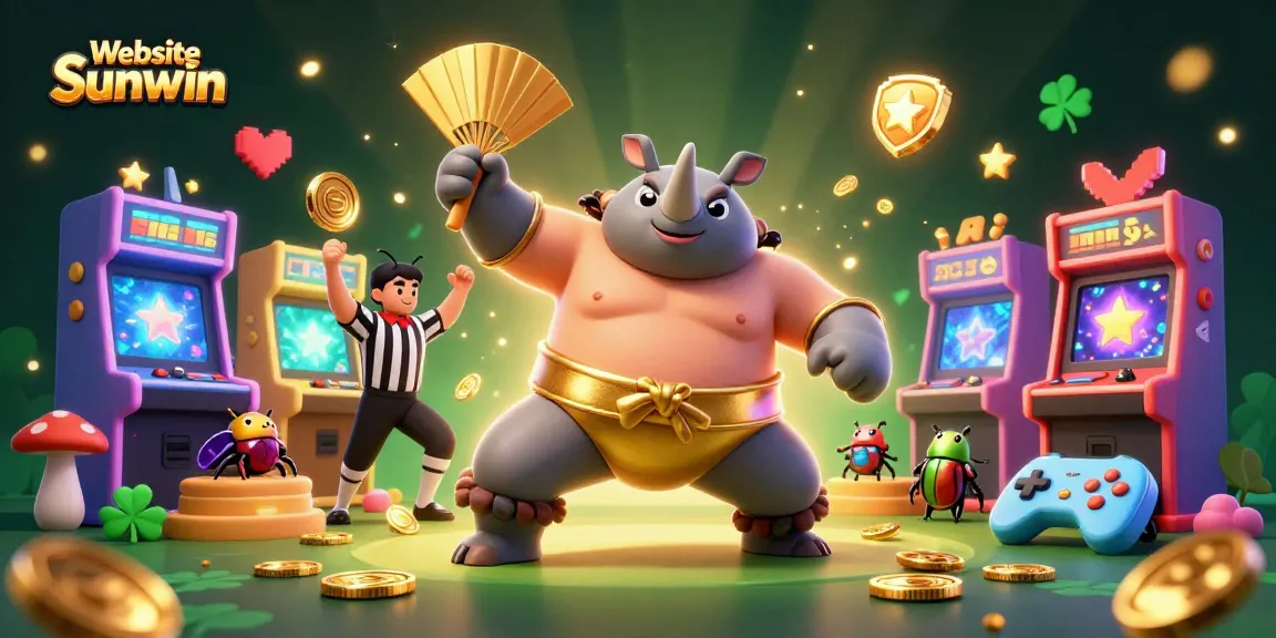 Engage with the exciting gaming atmosphere of Website Sunwin featuring a dynamic beetle champion and glowing casino elements.