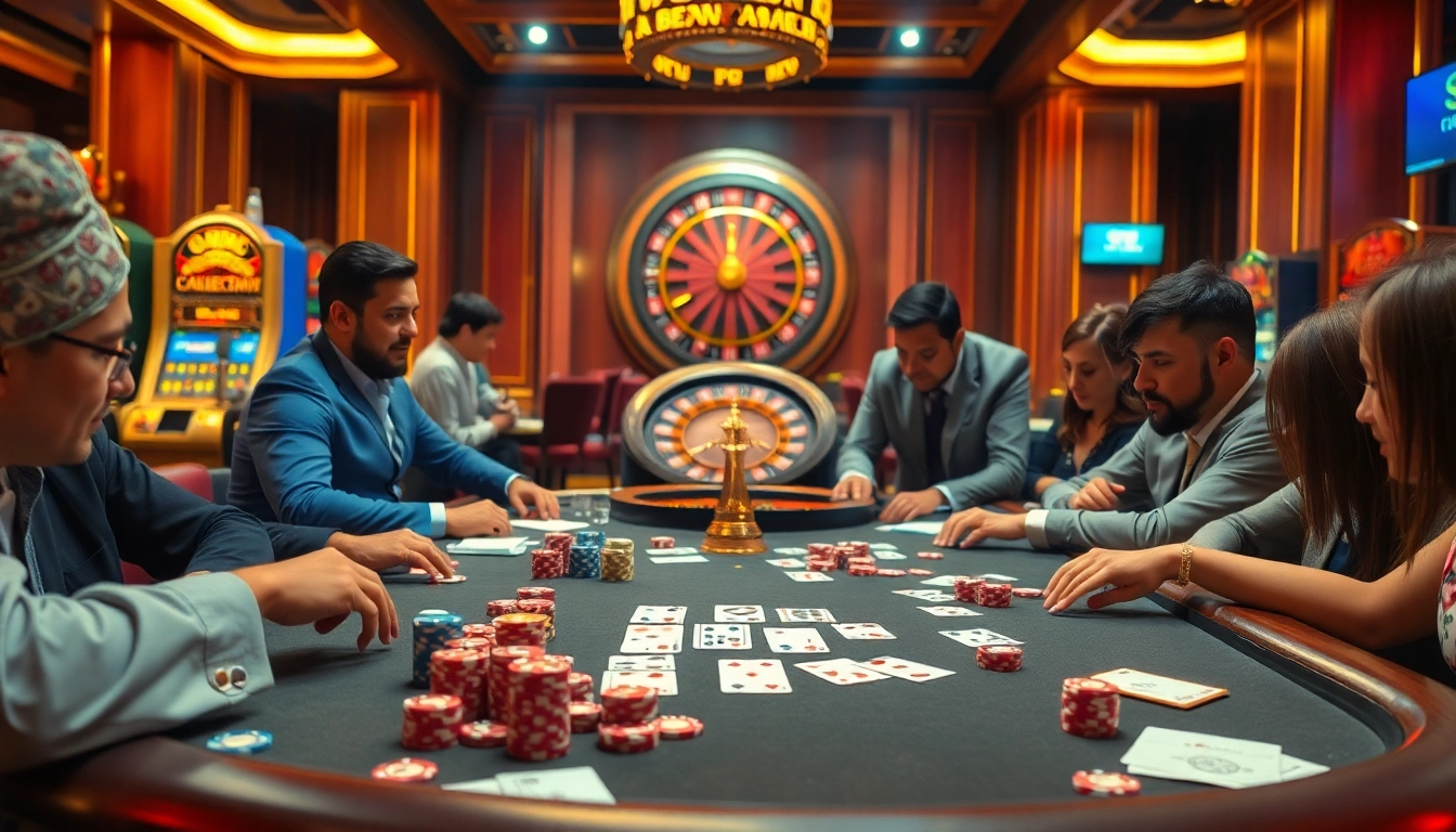 Experience thrilling poker action with Okking at a vibrant casino table.