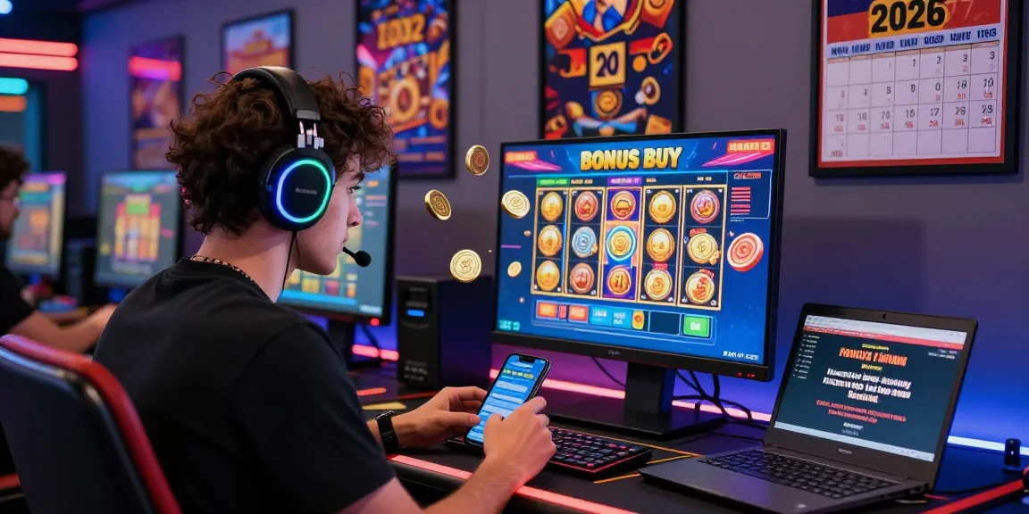 Player engaged in Bonus Buy Slots at an online casino, showcasing excitement and modern gaming atmosphere.