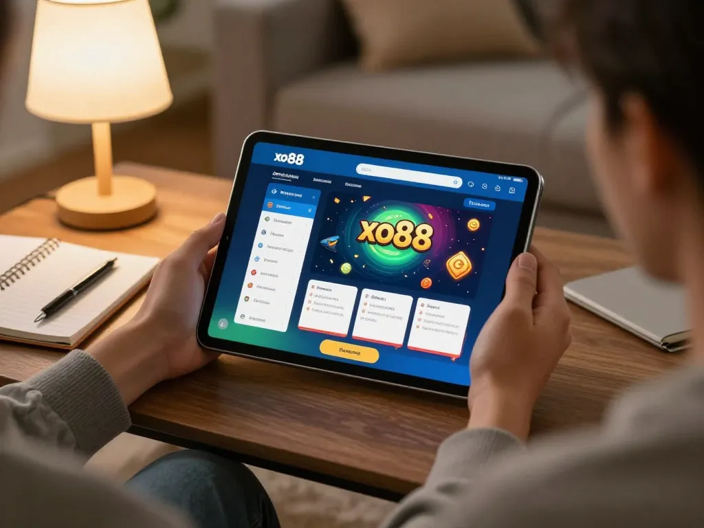 Player engaging with the xo88 mobile app for online gambling, showcasing an interactive and strategic gaming experience.