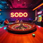 SODO Casino ambiance showcasing an exciting roulette table and blackjack players.