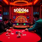 SODO66 poker players strategizing their next move at a luxurious casino table.