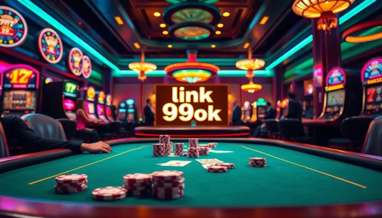 Experience high-stakes gaming with link 99ok at the vibrant casino, showcasing poker action and excitement.