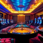 Exciting gaming scene at jun88 trang chủ showcasing vibrant casino tables and digital betting interfaces.