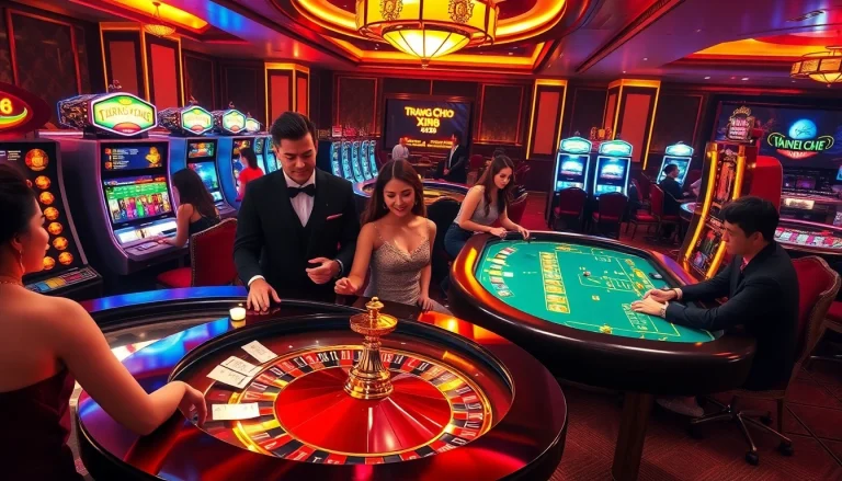 Experience excitement at Trang Chủ XIN88 with players engaged in thrilling casino games.