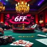 Experience thrilling poker action at 6FF with vibrant gaming tables and dynamic gambling atmosphere.
