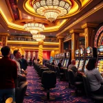 Experience the excitement of slot88 games in a luxurious casino setting with vibrant slot machines.