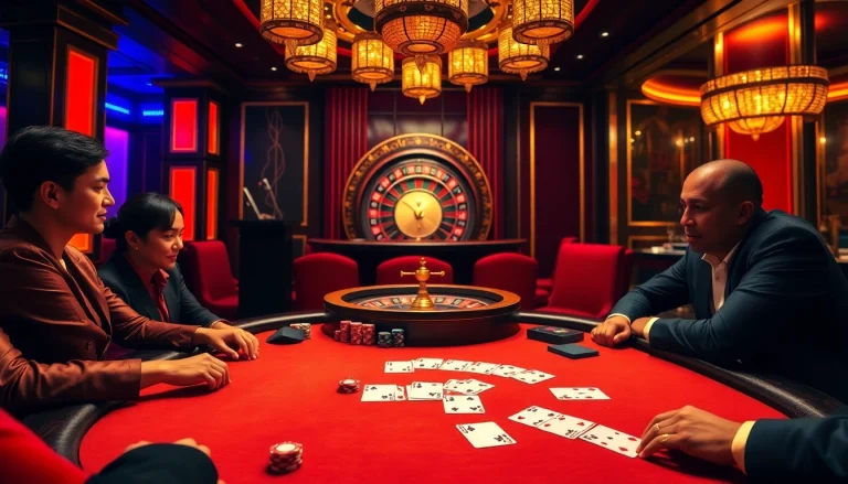 Exciting moment at Bay789 casino table with players in a high-stakes poker game.