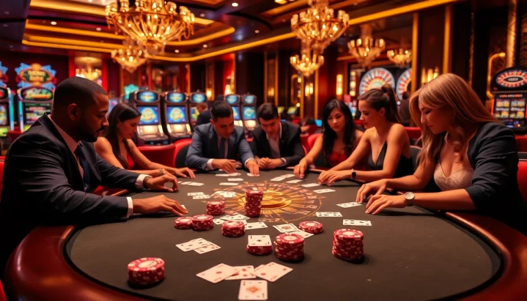 Experience the thrill of betting at bong88.casa with vibrant casino action at a poker table.