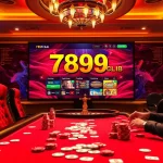A player enjoys the thrill of gaming at 789club with vibrant slot machines and a roulette table in view.