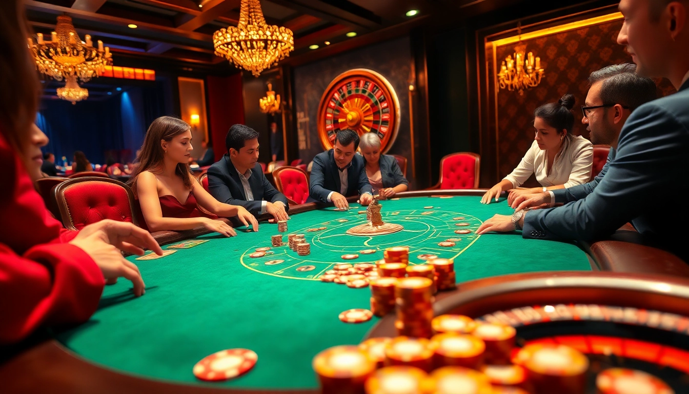 Experience the thrill of gambling at hbbet5.art with vibrant poker tables and luxury casino elements.