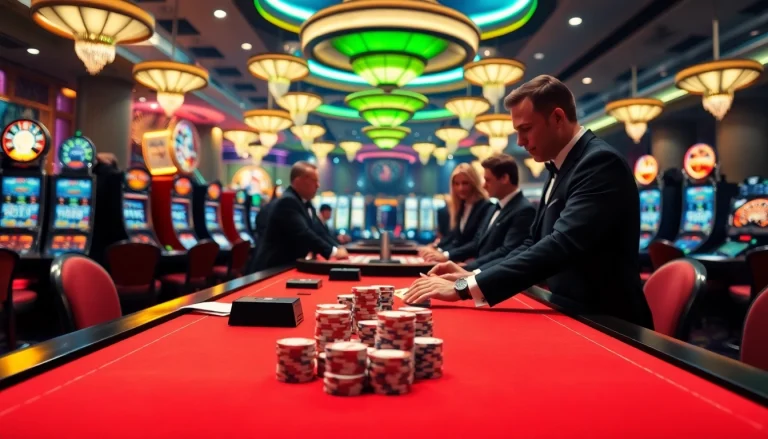 Experience the excitement of Rikvip at a vibrant casino table with professional dealers and colorful games.